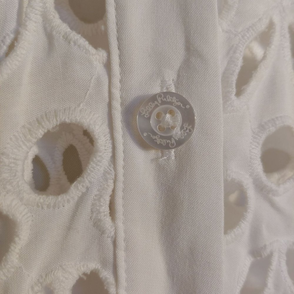 Lilly Pulitzer White Amrita Eyelet Midi Button Down Dress Size 10 - Picture 6 of 16
